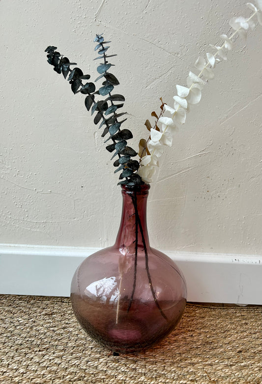 Vase ballon en verre mauve S