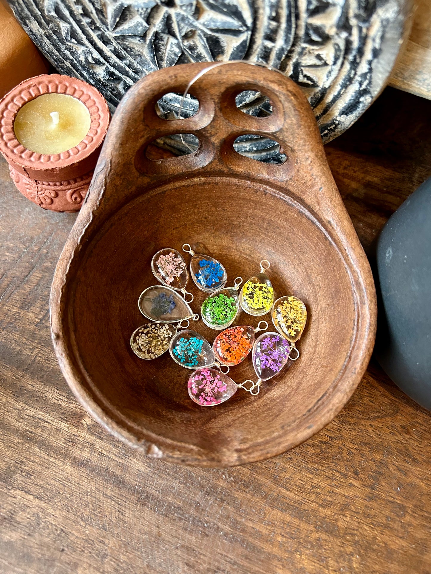 Pendentifs fleurs en verre - goutte