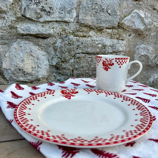 Assiette à dessert - Damier rouge - Mamie bohémeAssiette à dessert - Damier rouge