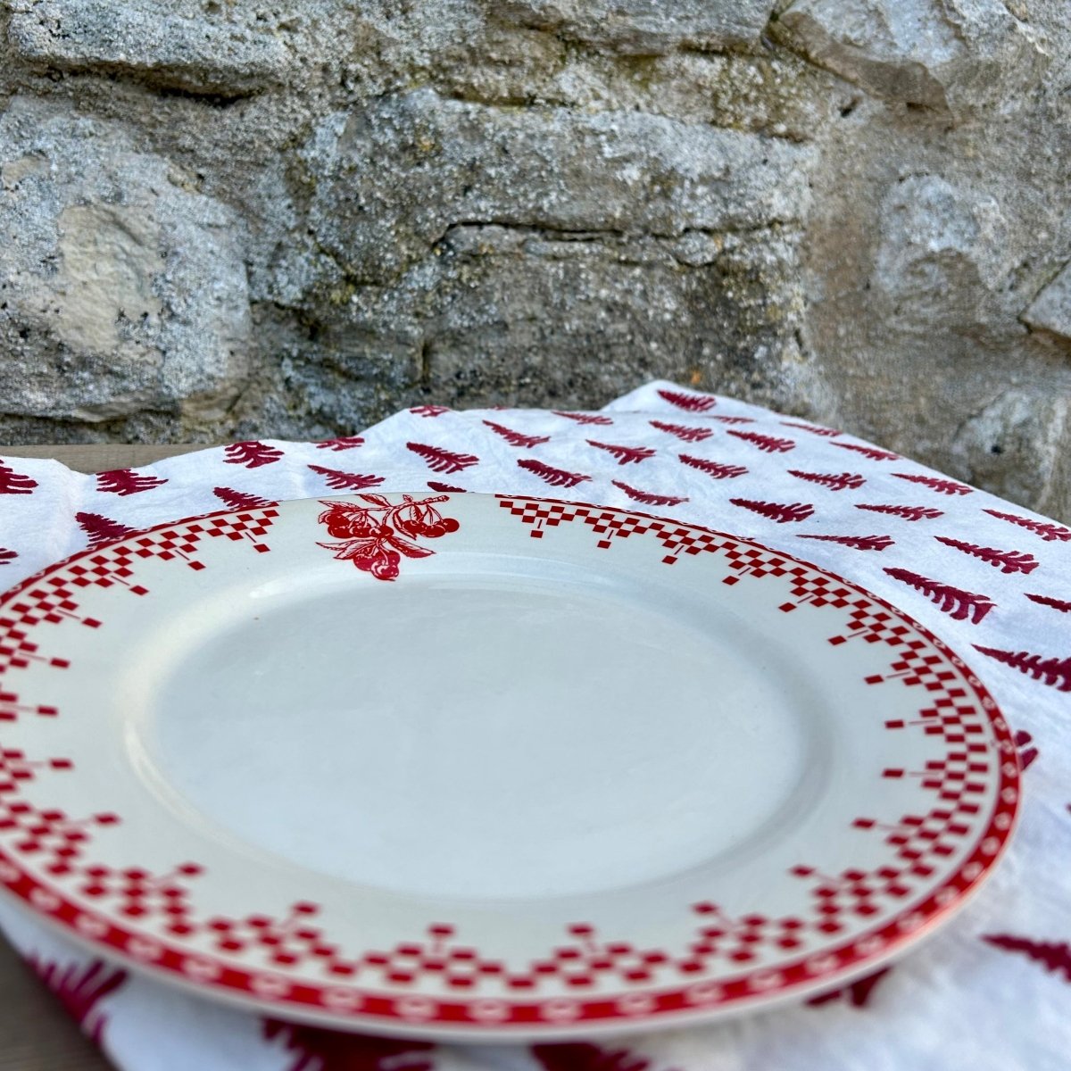 Assiette à dessert - Damier rouge - Mamie bohémeAssiette à dessert - Damier rouge