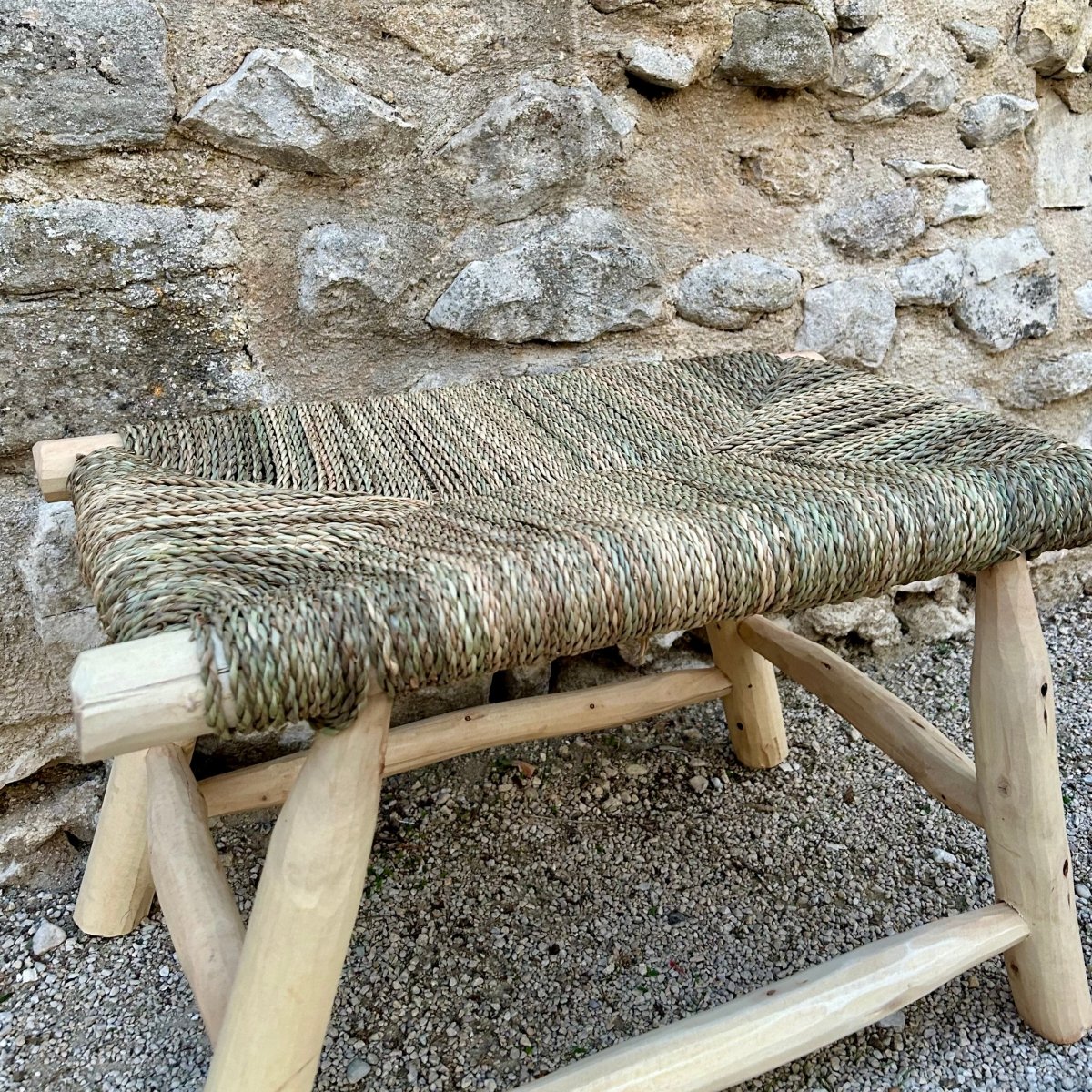 Banc en doum - pieds évasés - Mamie bohémeBanc en doum - pieds évasés