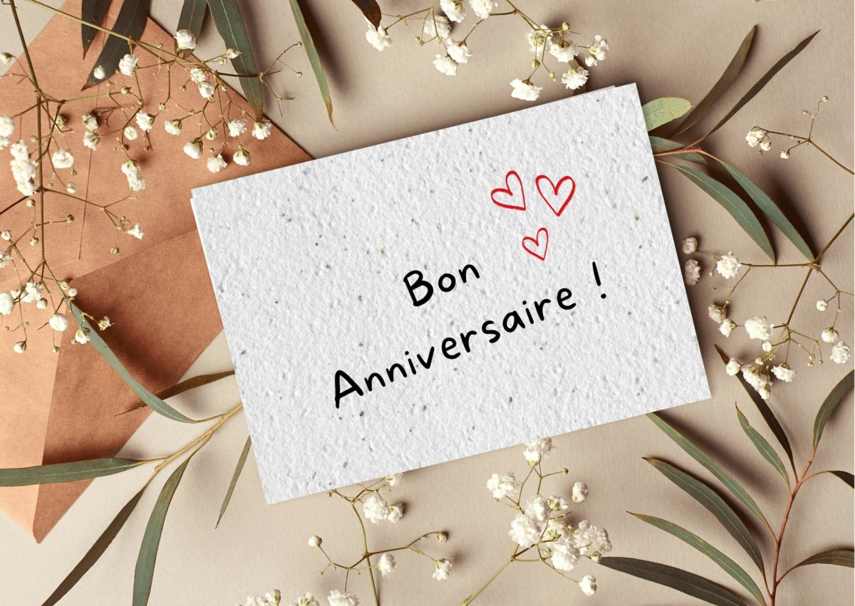 Carte postale à planter "Bon anniversaire ! (cœurs)" - Mamie bohémeCarte postale à planter "Bon anniversaire ! (cœurs)"