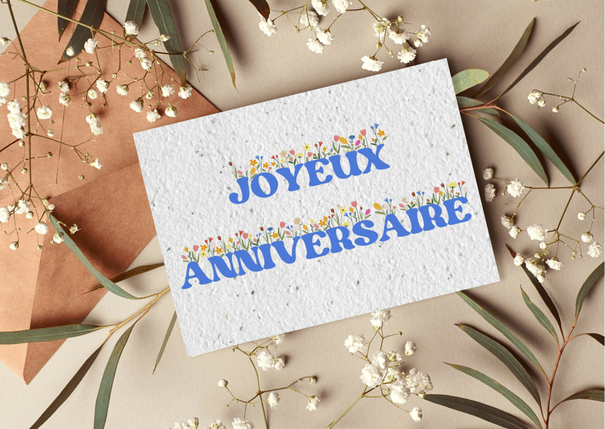 Carte postale à planter "Joyeux anniversaire floral" - Mamie bohémeCarte postale à planter "Joyeux anniversaire floral"