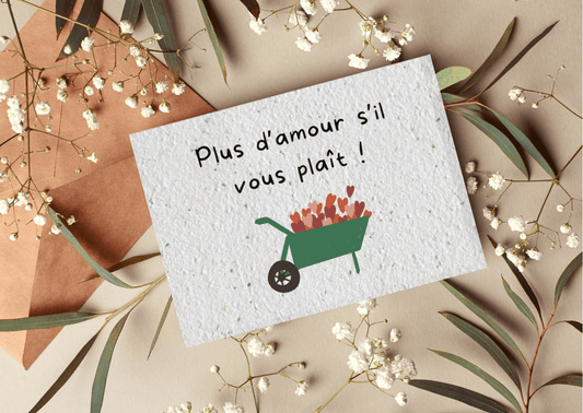 Carte postale à planter "Plus d'amour s'il vous plaît" - Mamie bohémeCarte postale à planter "Plus d'amour s'il vous plaît"