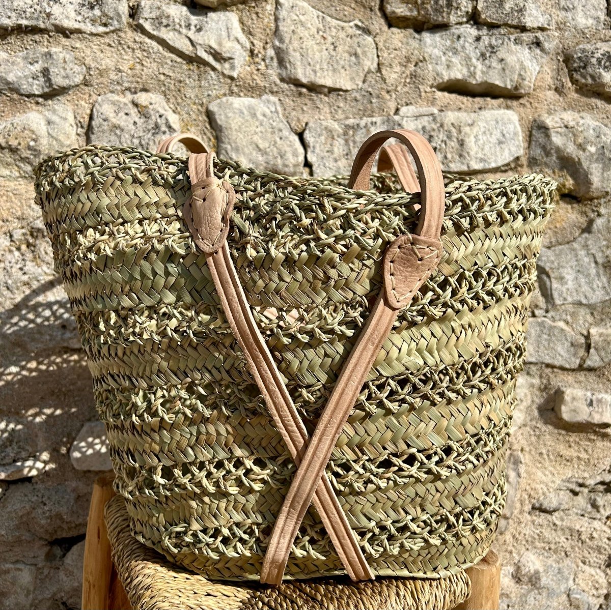 Panier ajouré & cuir - Mamie bohémePanier ajouré & cuir