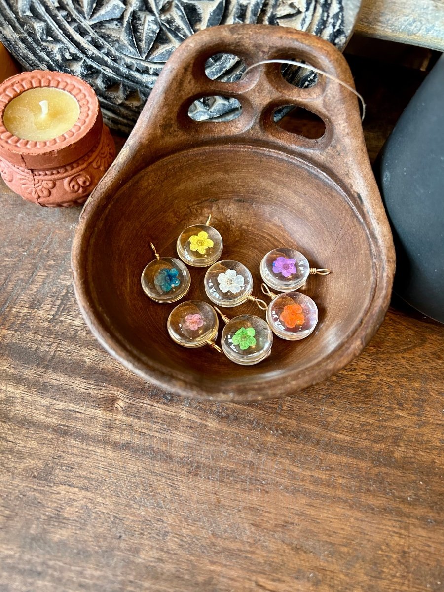 Pendentifs fleurs en verre (Rond) - Mamie bohémePendentifs fleurs en verre (Rond)