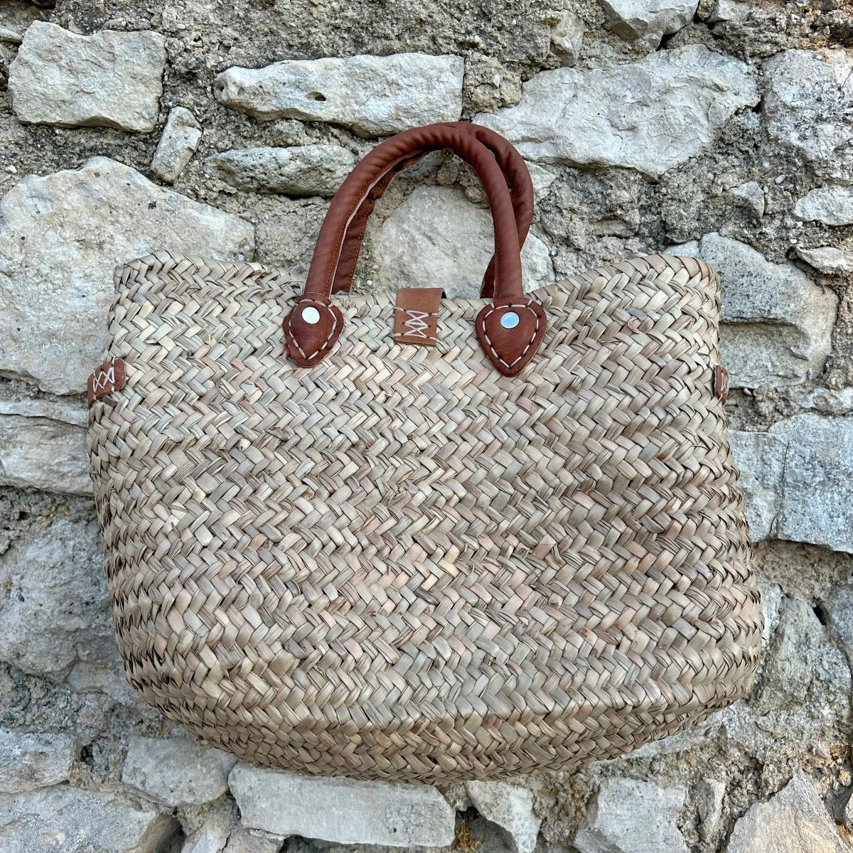 Sac en cuir & feuilles de palmier - Mamie bohémeSac en cuir & feuilles de palmier