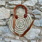 Sac rond en feuille de palmier & cuir - Mamie bohémeSac rond en feuille de palmier & cuir